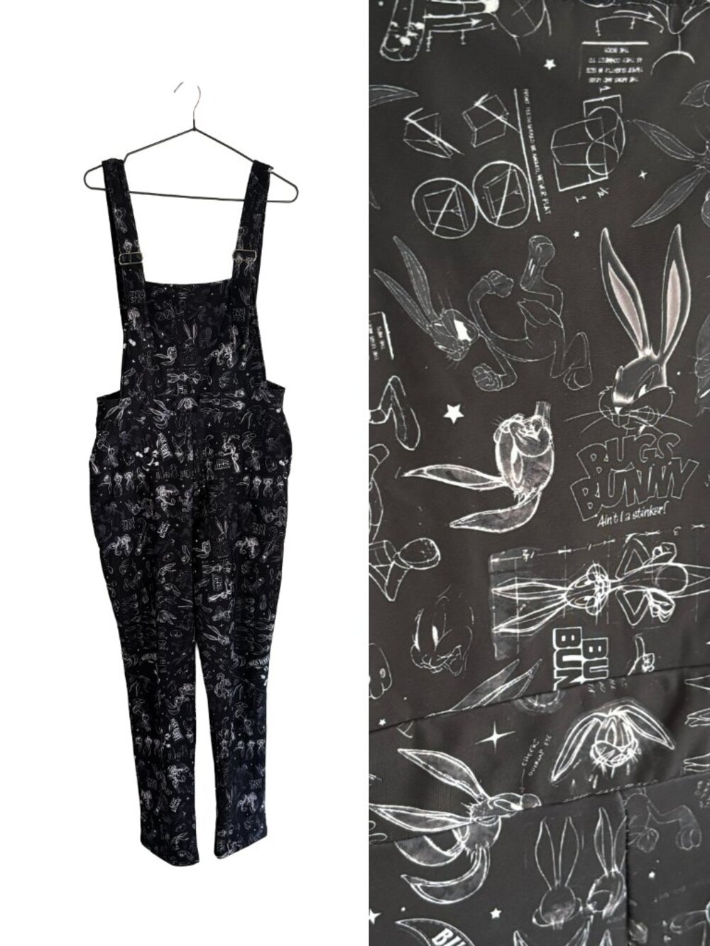 BlackMilk RARE The Makings of Bugs Bunny Black Toastie Full Length Overalls